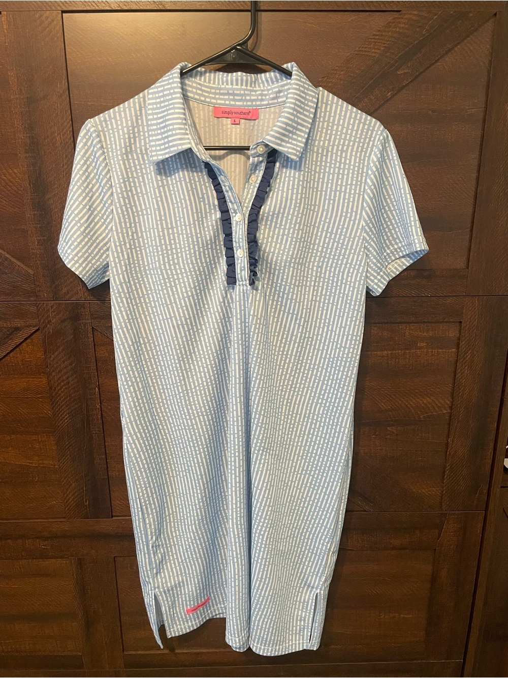 Simply Southern Light Blue & Navy Polo Shirt Dress